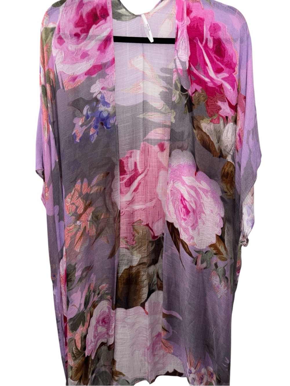 Sheer Floral Kimono Cardigan - Lavender & Pink RT $36